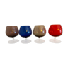 4 coloured glasses for liqueur or digestive, 1970