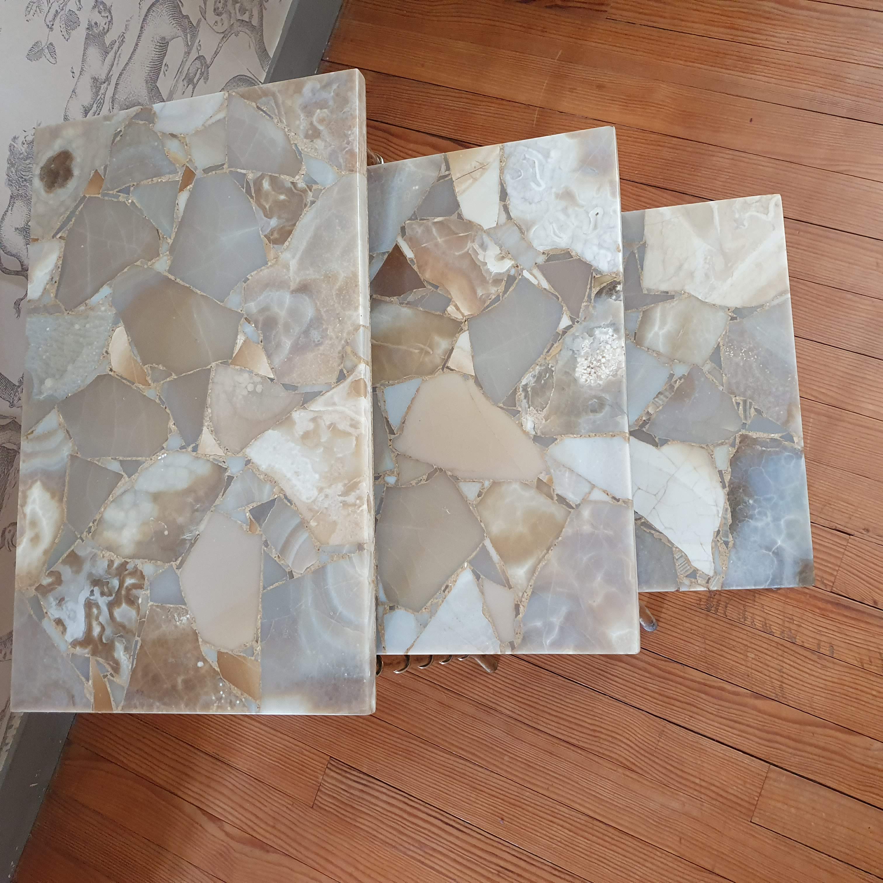 Brass and marble tables