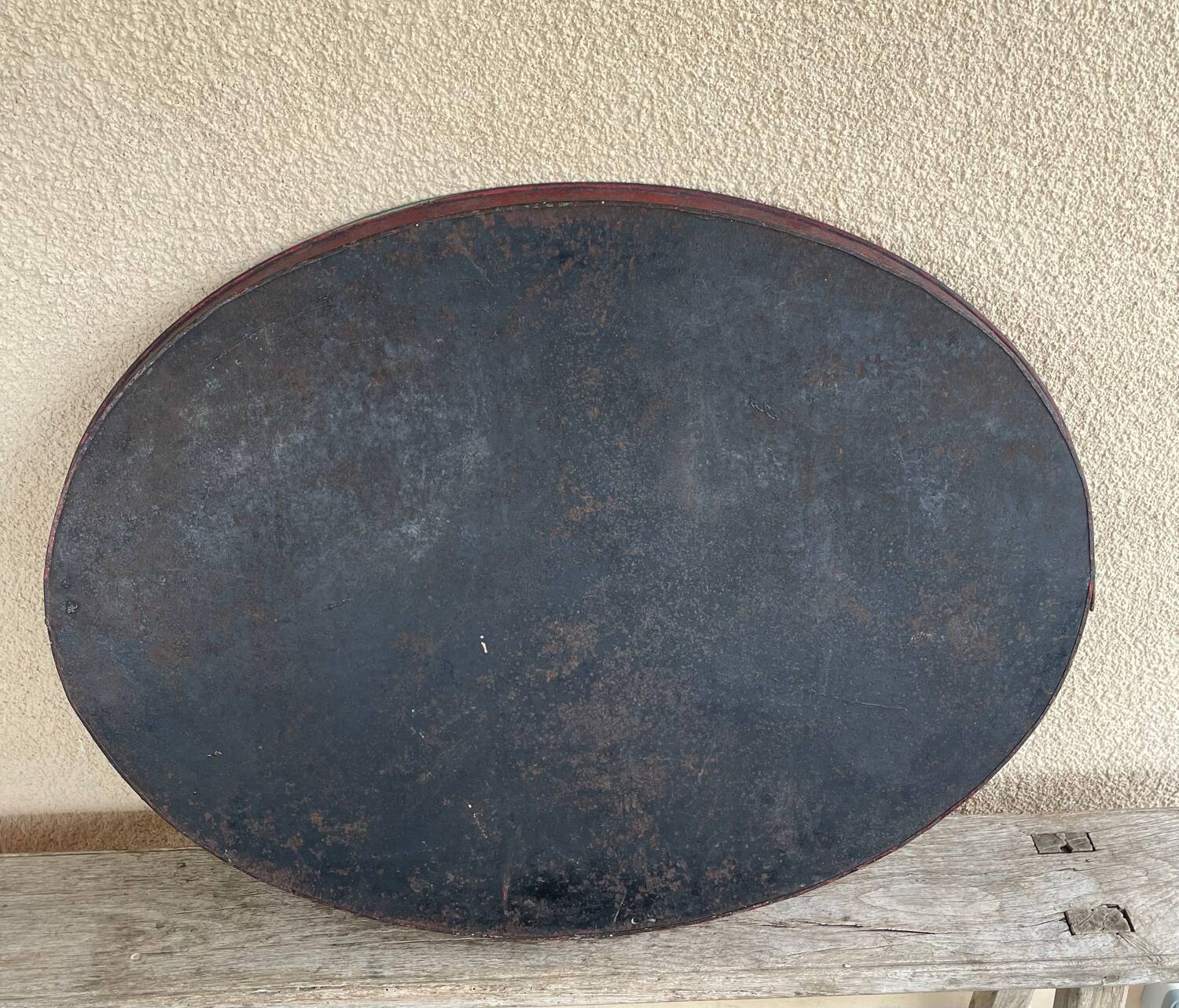 Large Red Lacquered Sheet Metal Serving Tray. Empire Period.