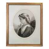 Magnificent portrait pencil drawing 19th century
