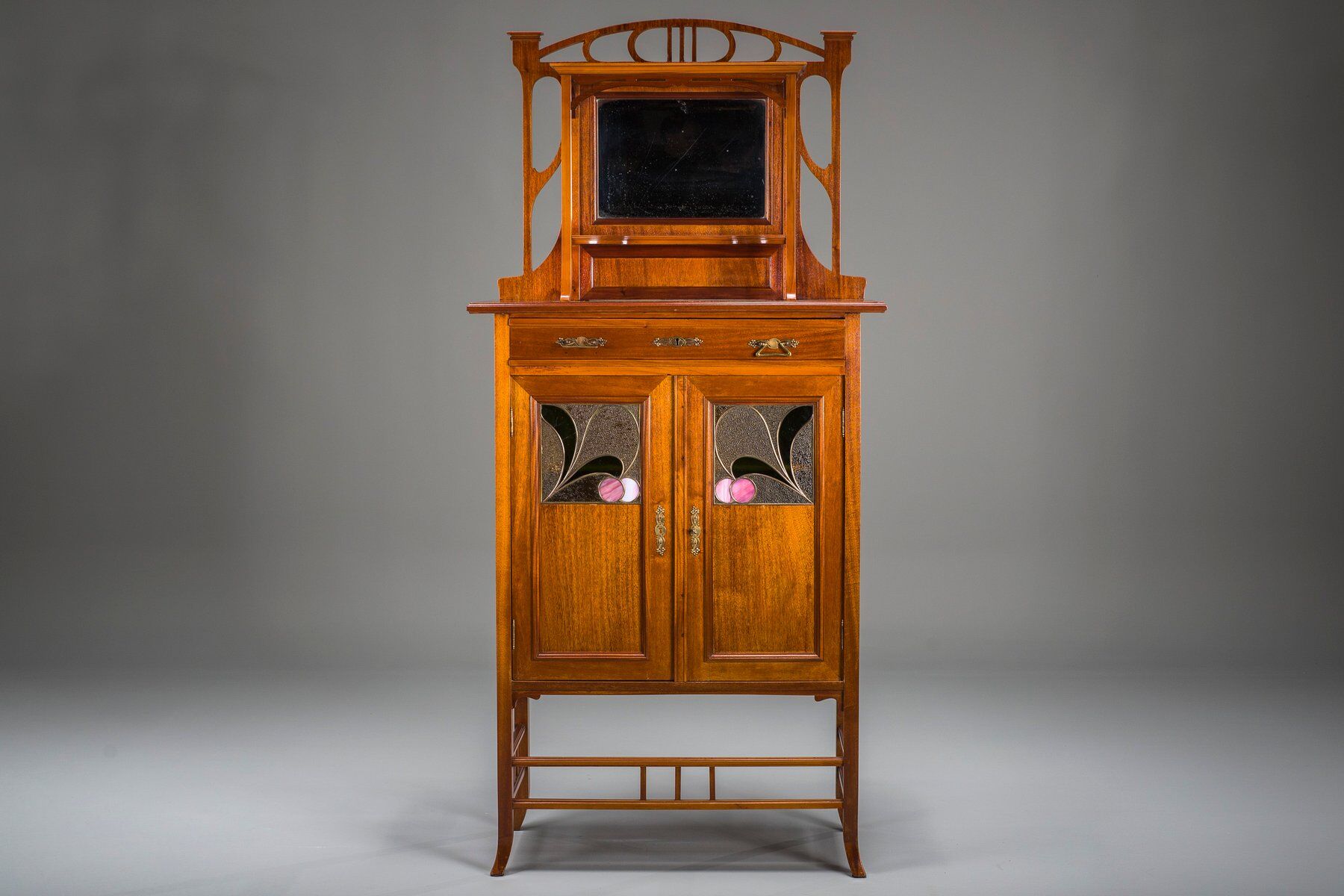 Art Nouveau cabinet with mirror, 1890s