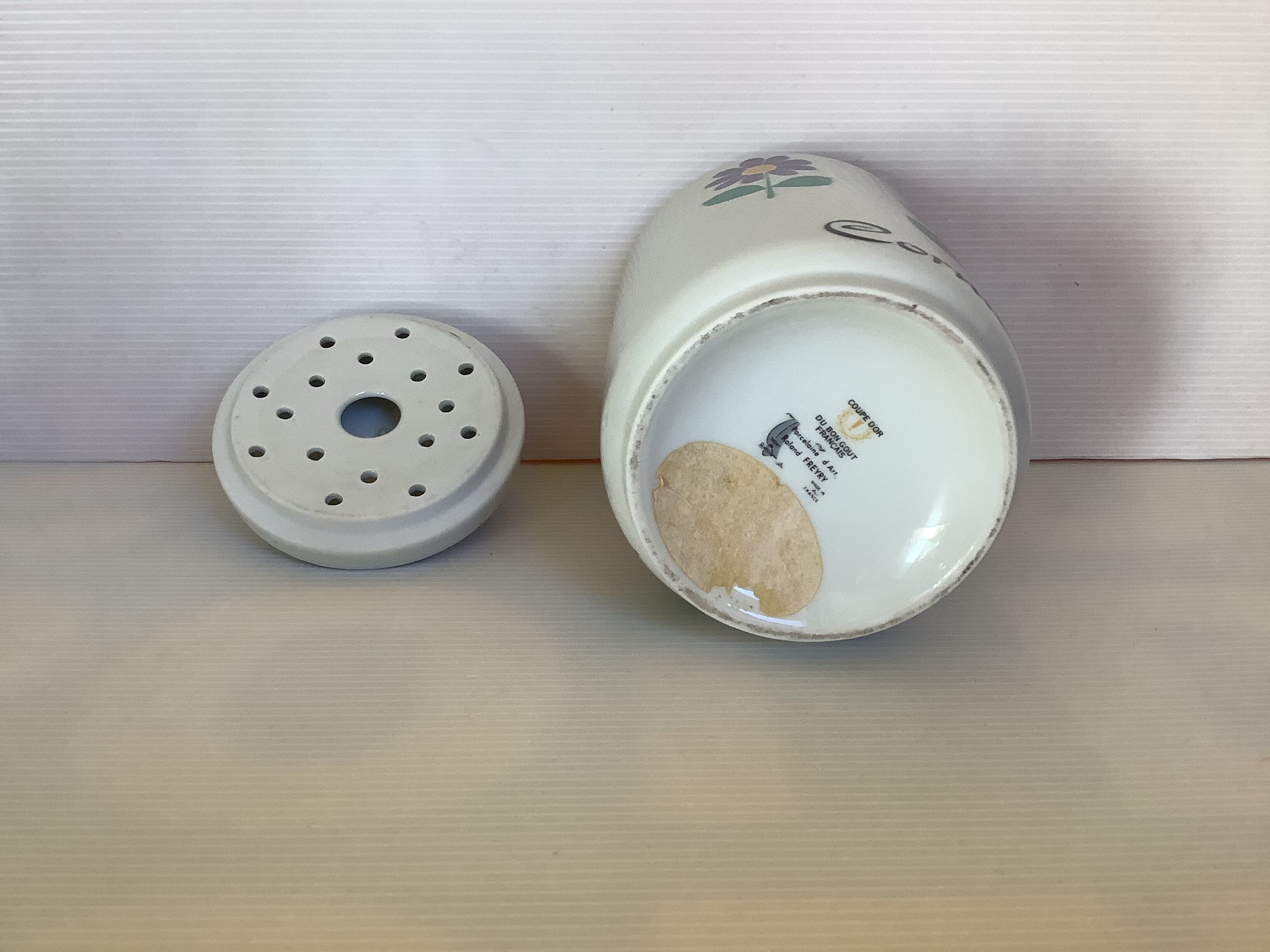 Purple pink yellow flower pot