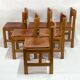 Set of 6 Maison Regain Chairs - Solid Elm and Fawn Leather - Circa 70
