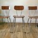Trio of chairs in icy brown formica 70s