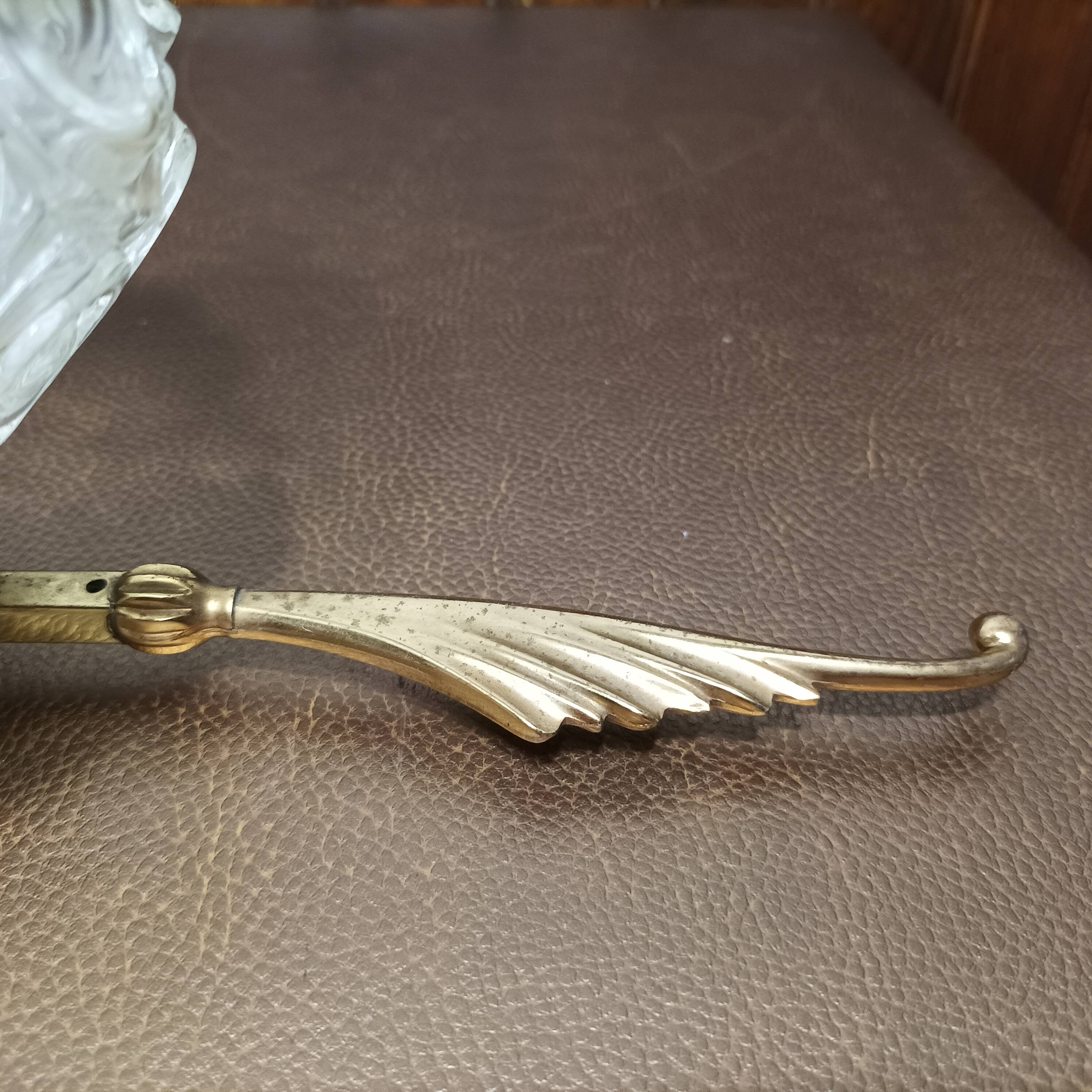 Vintage 1960s glass and brass chandelier from the 50s - 2 branches