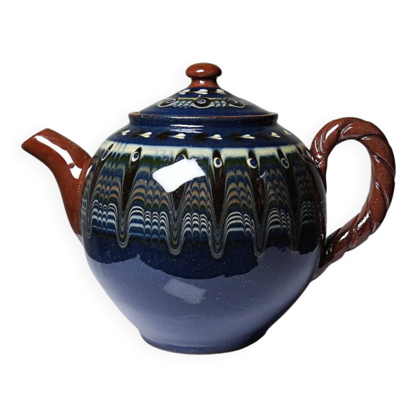 Théière troyenne vintage en terre cuite émaillée, Bulgarie, années 1970-1980