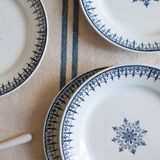Old dessert plates blue décor, iron earth