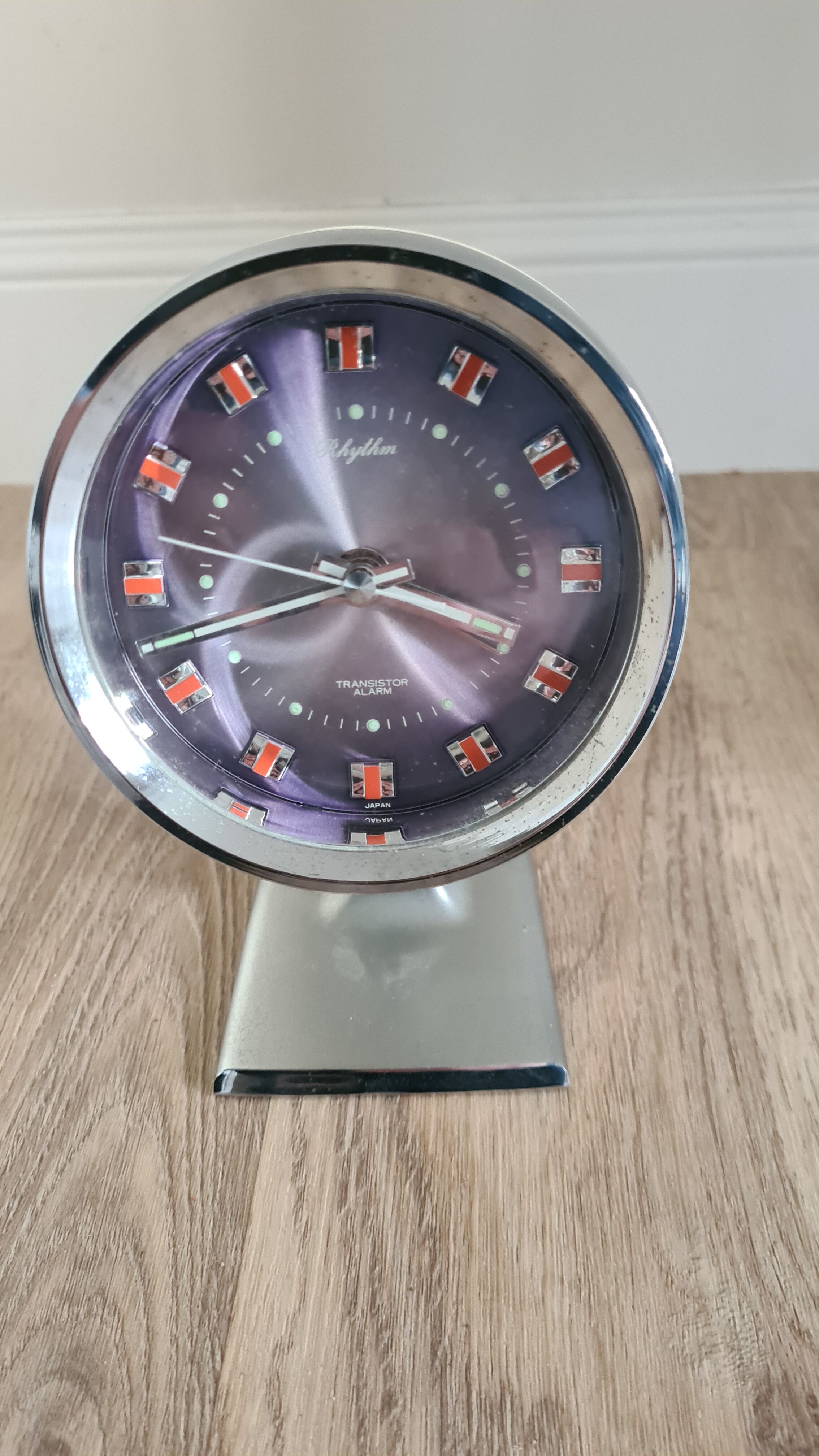 Old alarm clock Rhythm foot Tulip 70s Japan
