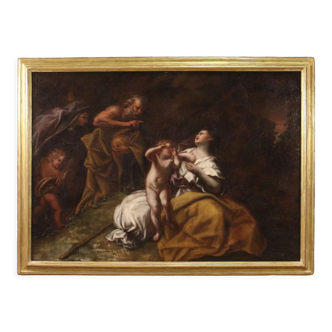 17th century painting, Abraham driving out Hagar and Ishmael