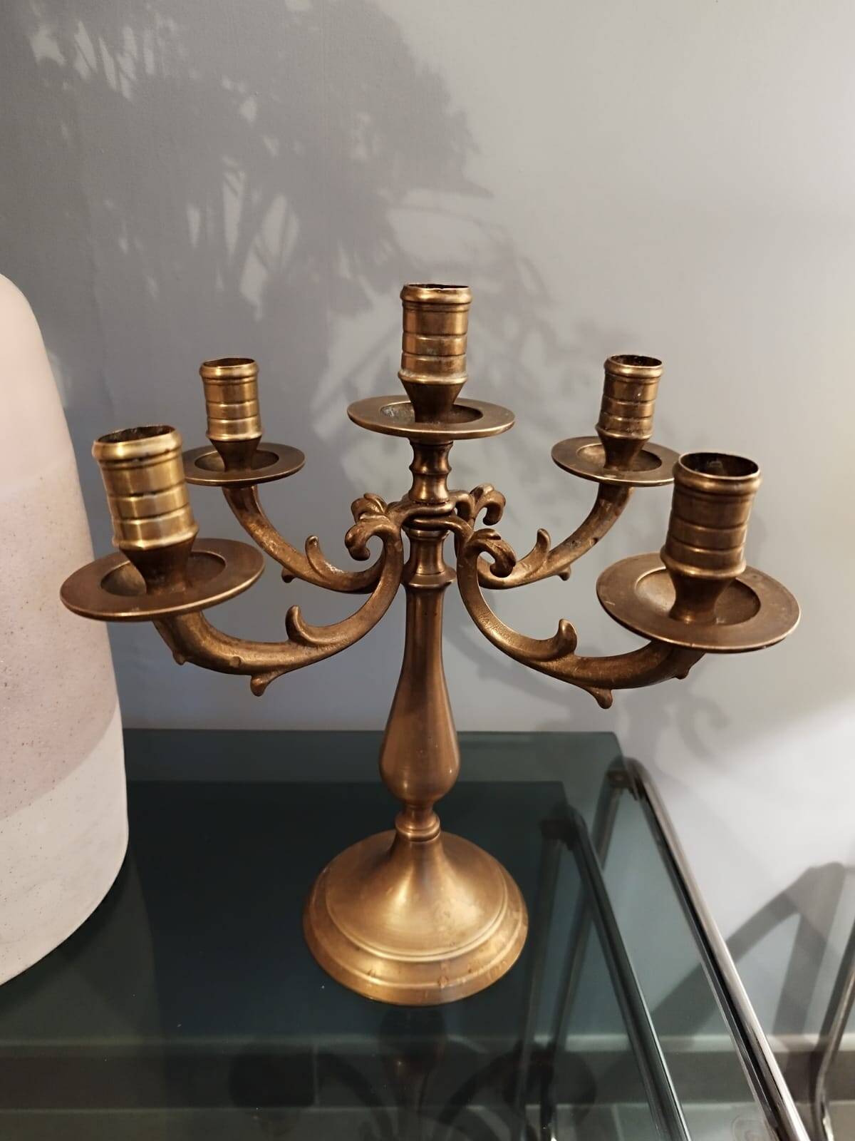 Old candlestick candelabra candle holder in brass with movable arms 5 lights