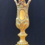 Pair of antique carved bronze candlesticks.