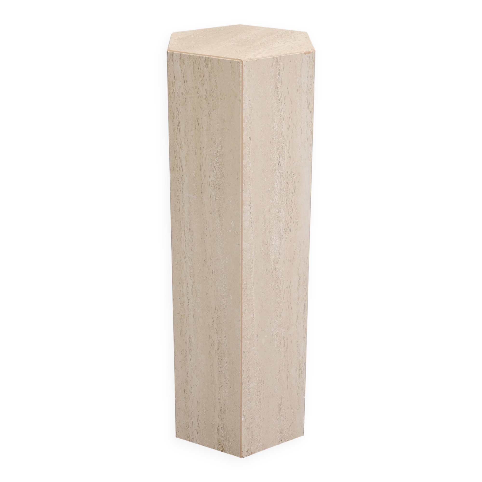 Vintage Travertine Pedestal, 1980s.