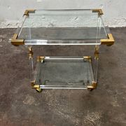 Desserte ou chariot de service en altuglass et laiton