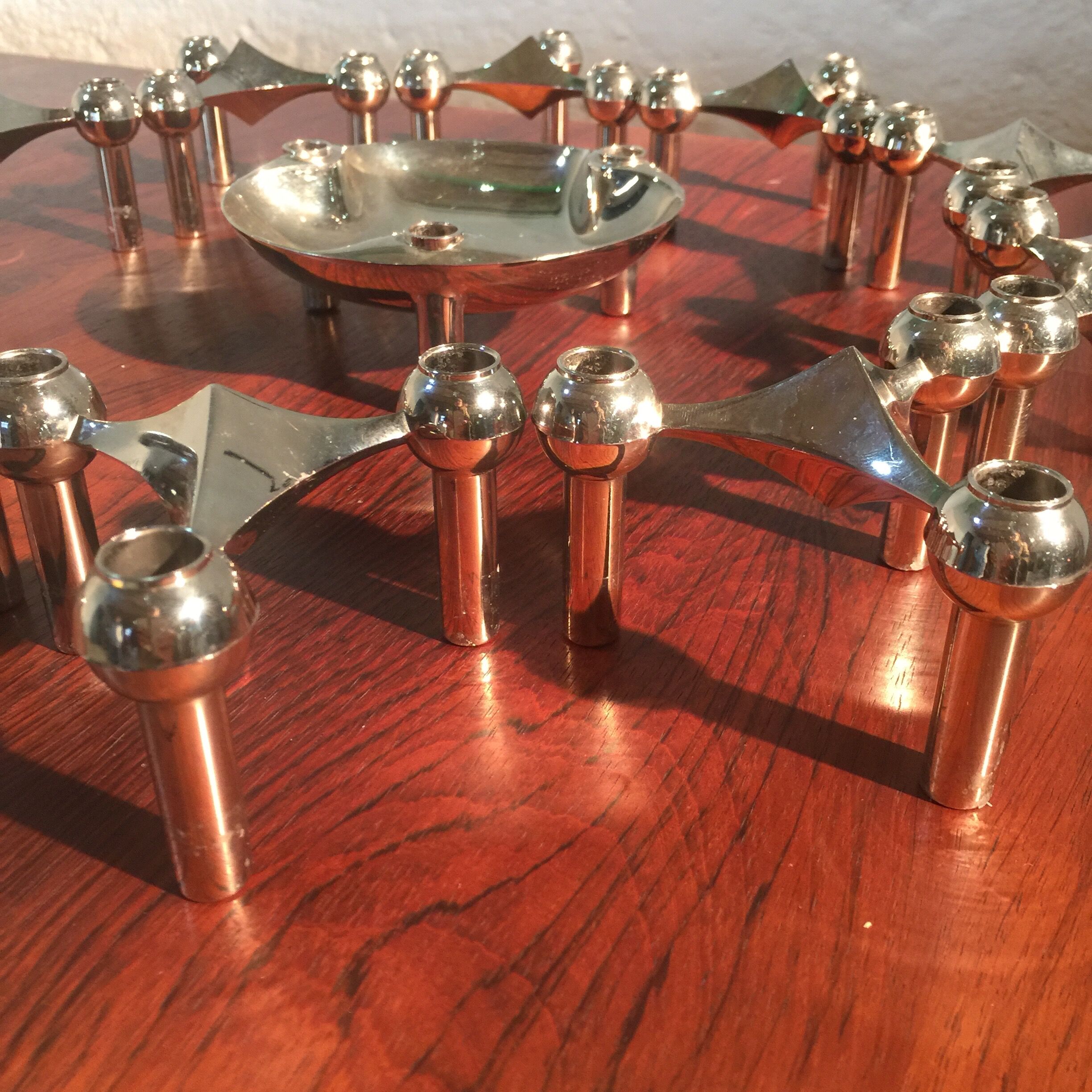 Set of 10 candlesticks and 1 Nagel cup