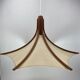 Teak and linen umbrella pendant by Domus, 1970s