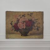 Painting on linen bouquet of flowers