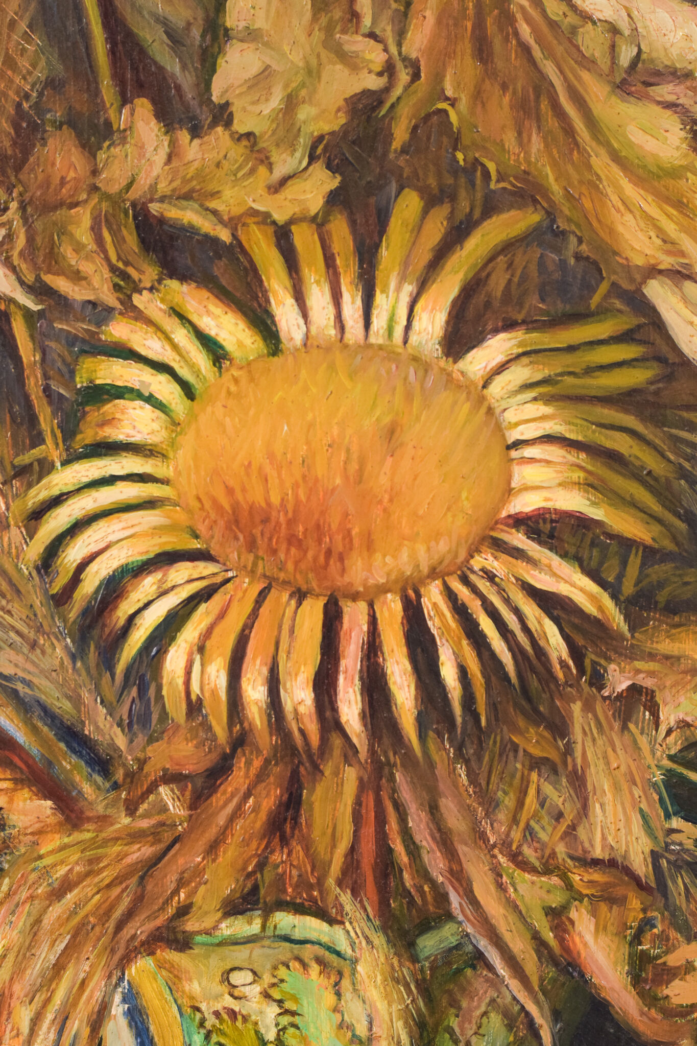 Still life with sunflowers and majolica jug