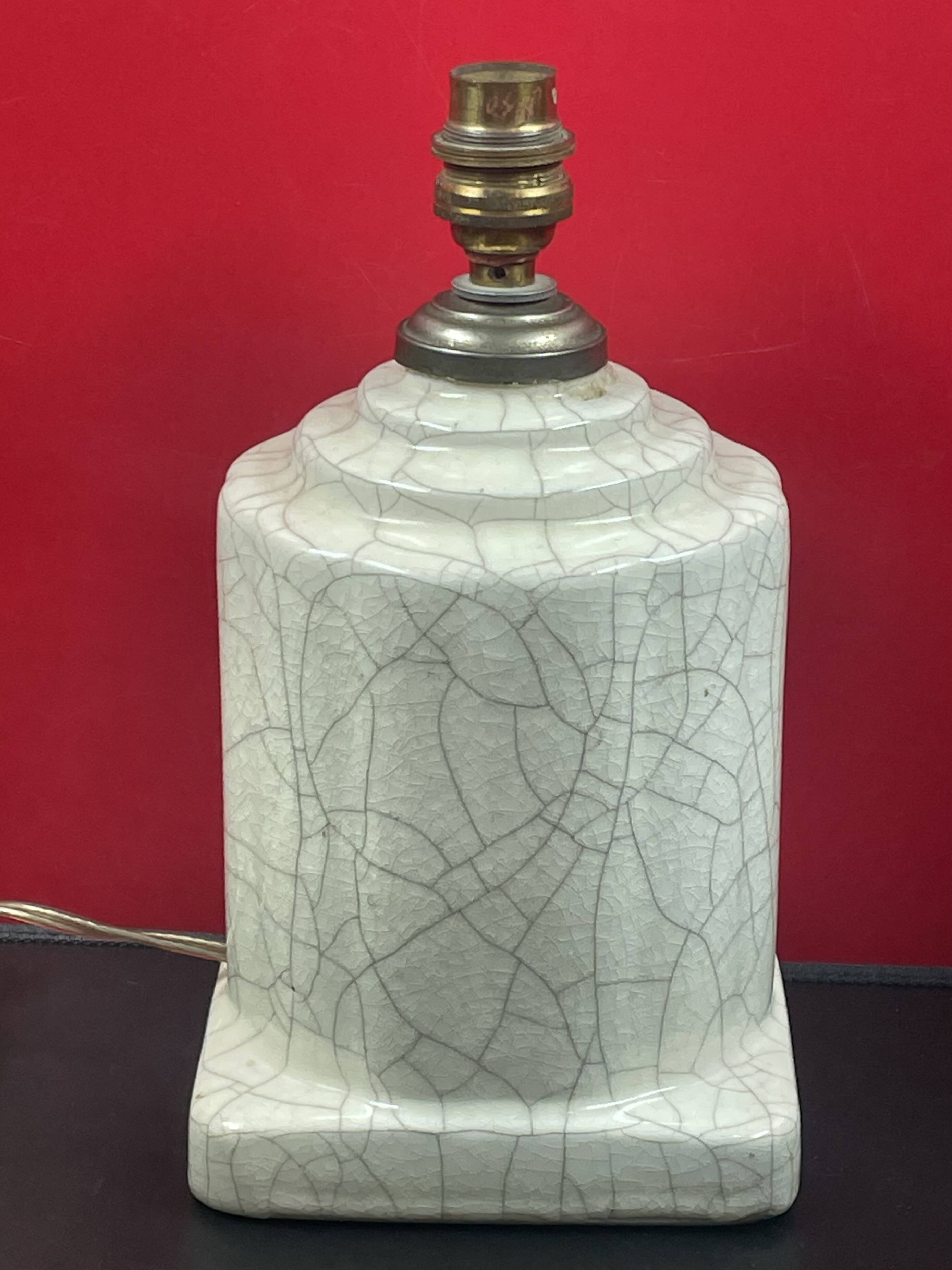 Art Deco cracked ceramic lamp base circa 1930 -