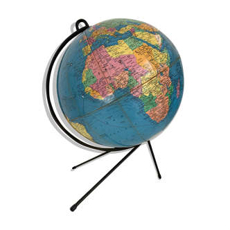 Vintage globe 1960 terrestrial world map Girard Barrère - 32 cm
