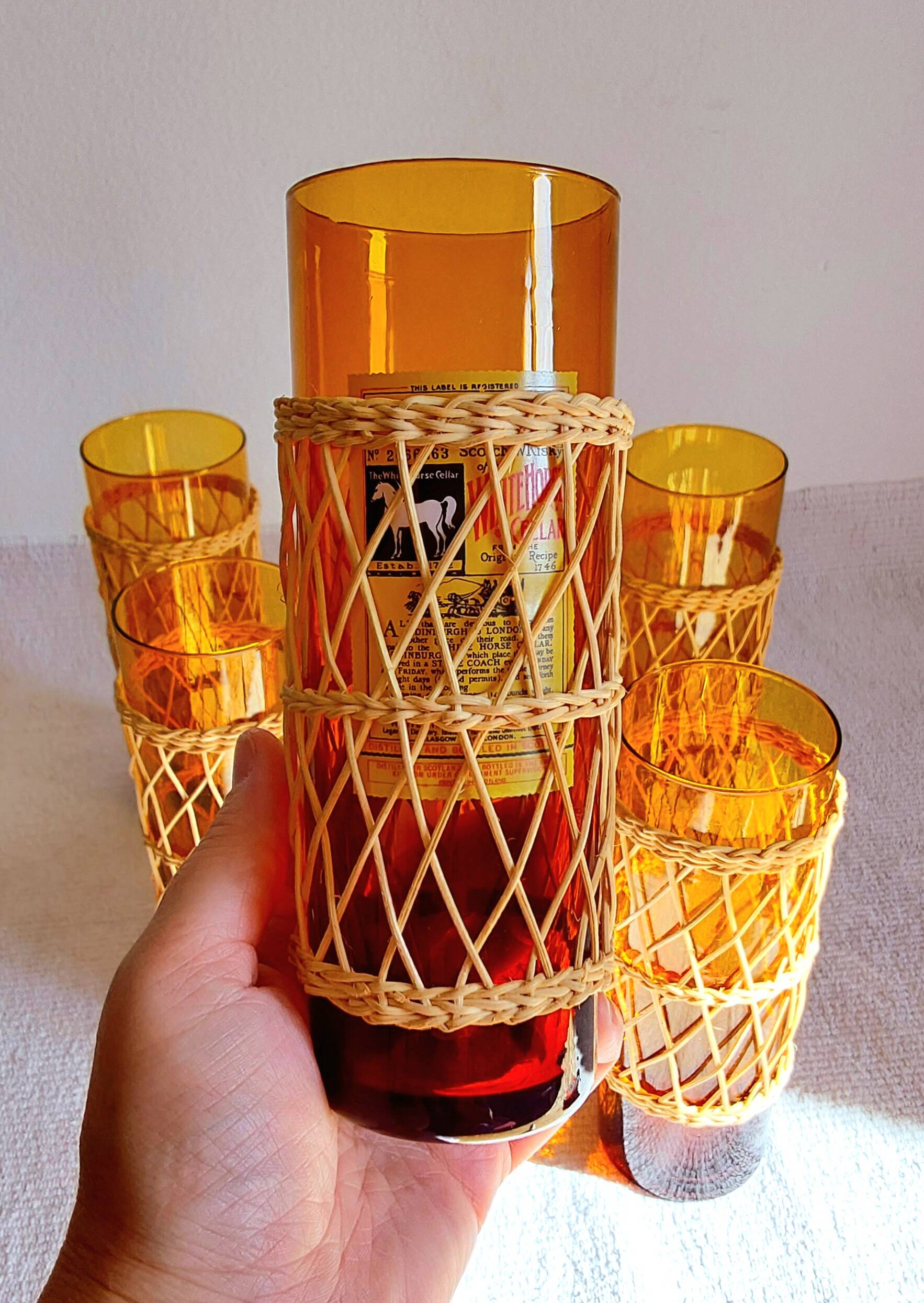 Six mustard long drink glasses