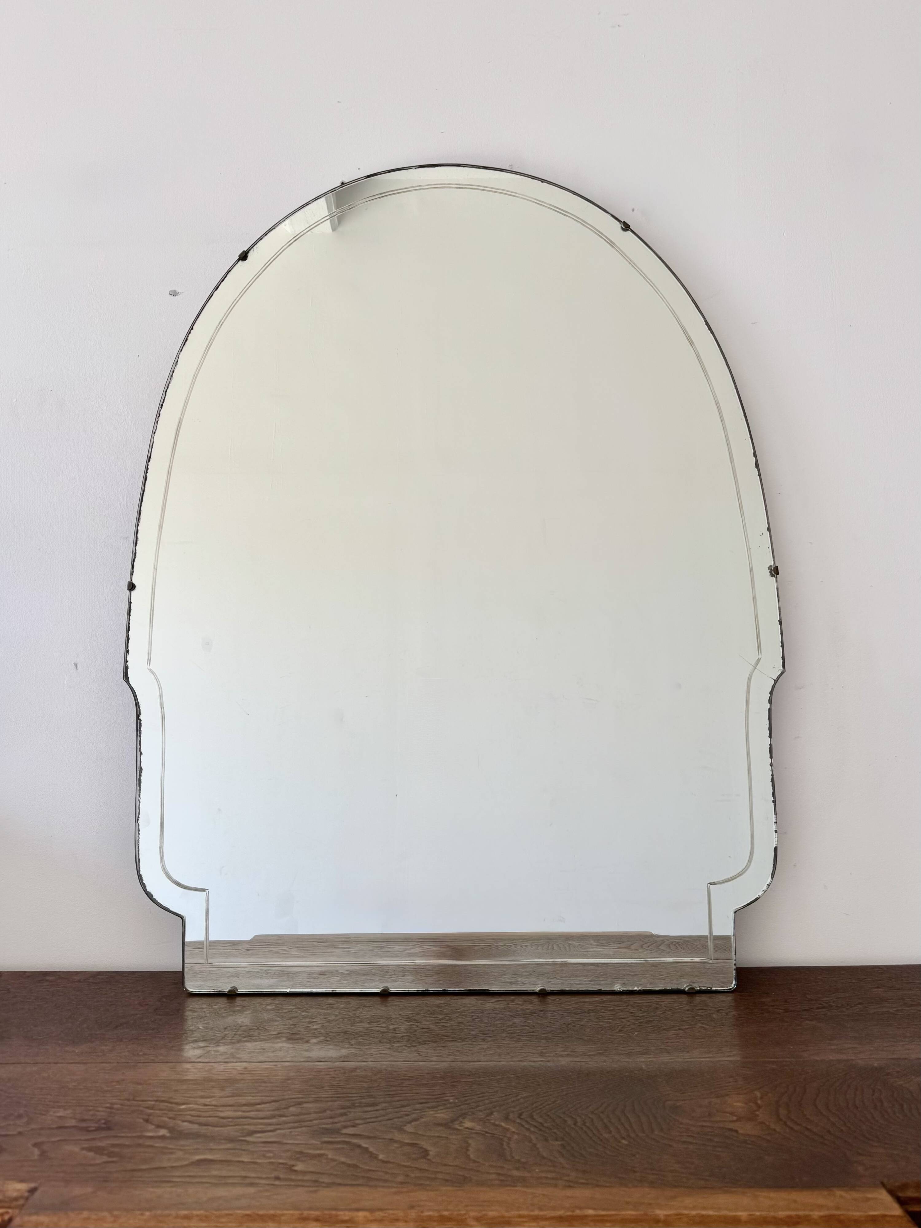 Large Vintage Mirror Frameless