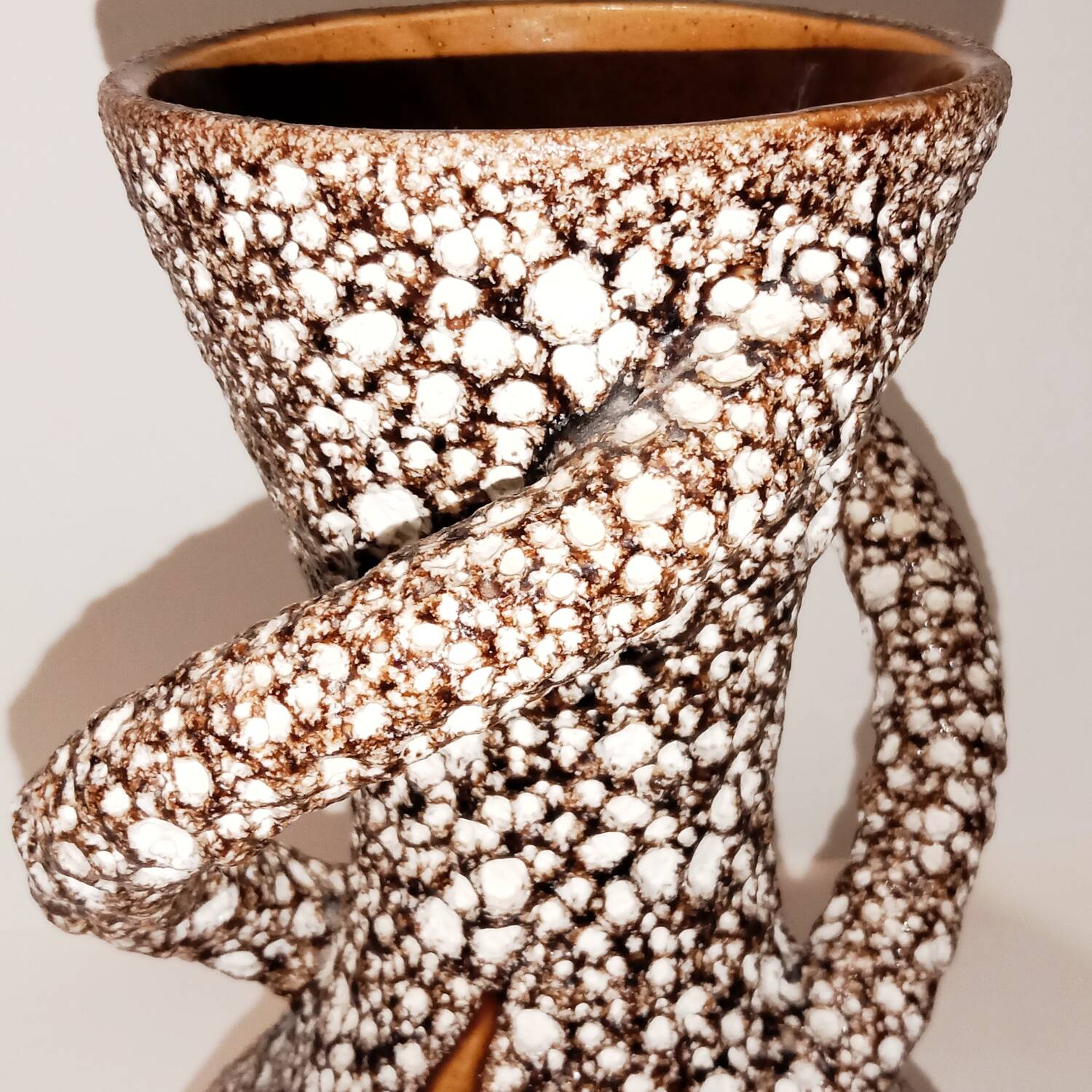 Vallauris Ceramics Fat Lava Spiral Vase Coral 28 cm Vintage