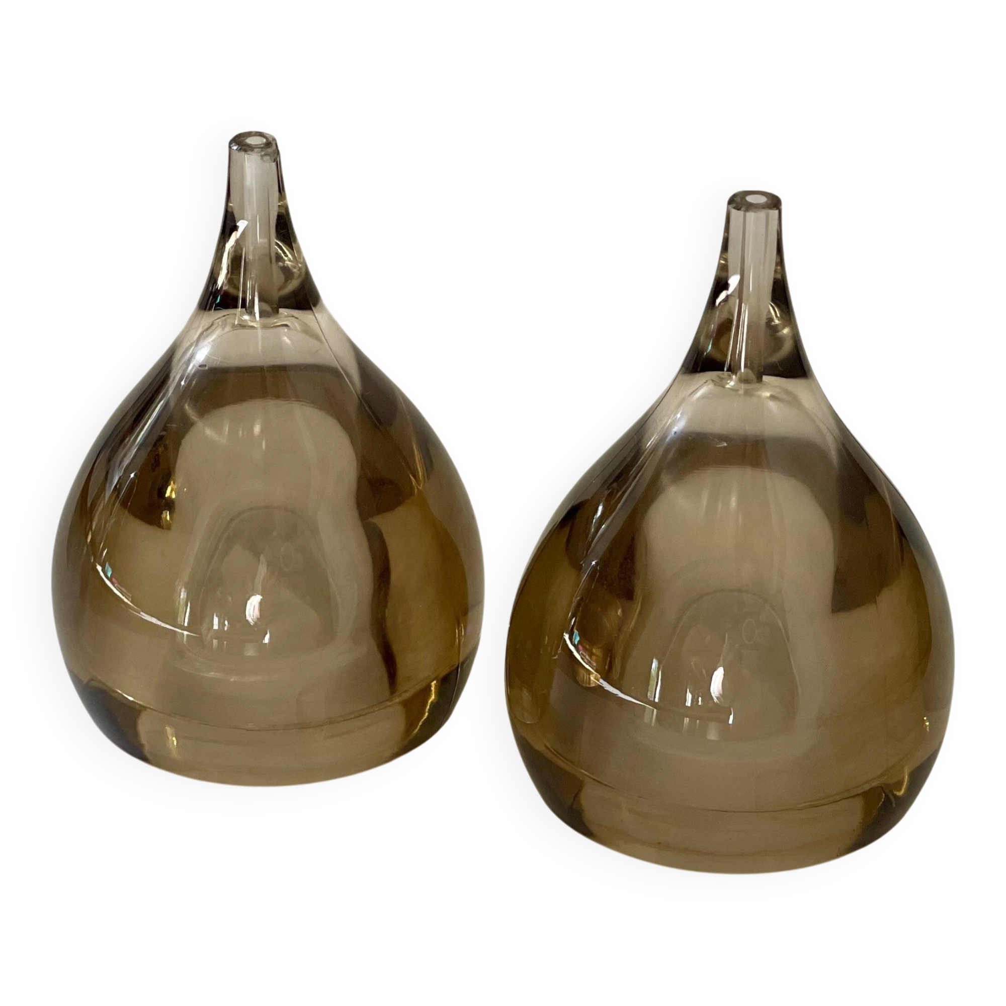 Smoked pepper and salt shaker set Guzzini Tear Drop MCM 60's vintage