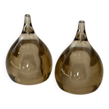 Smoked pepper and salt shaker set Guzzini Tear Drop MCM 60's vintage