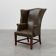 Fauteuil à oreilles des années 50 en cuir vert, Royaume-Uni