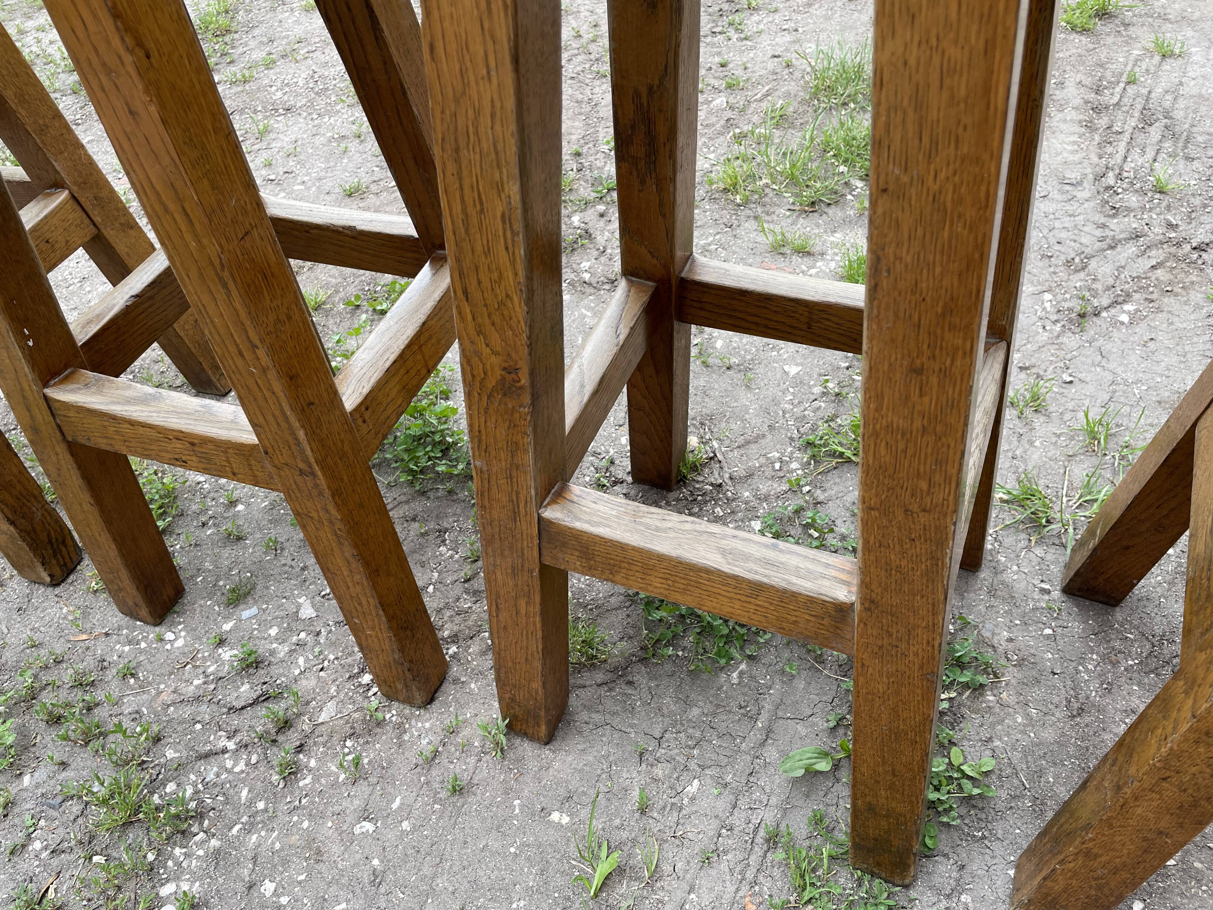 4 high bar stools in solid oak