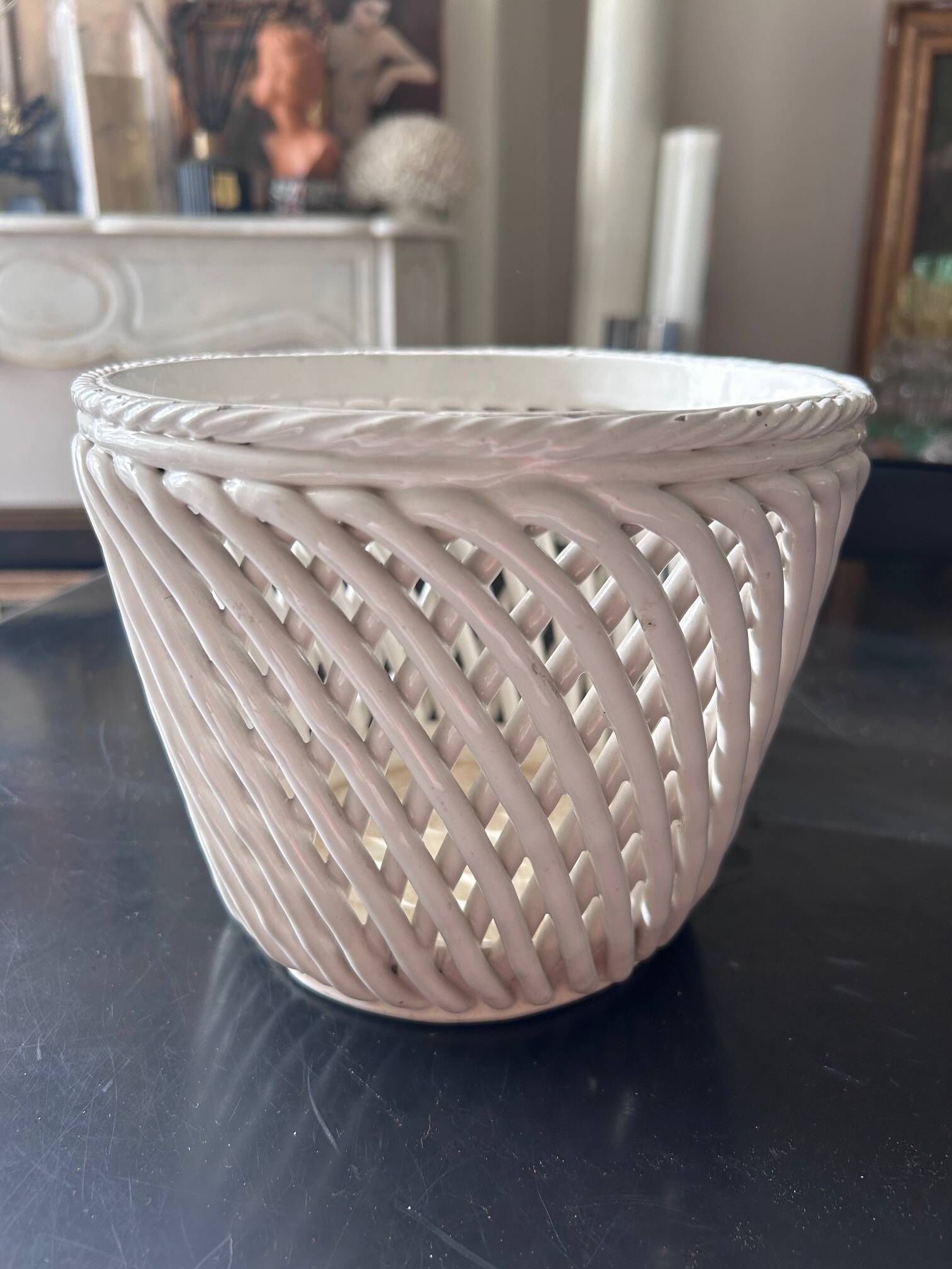 woven earthenware pot cover 1950