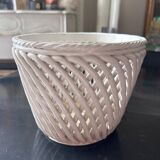 cache pot en faience tressée 1950