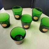 6 vintage glasses with gold medallions