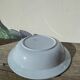 Round, flat, sky-blue ceramic salad bowl from Moulin des Loups