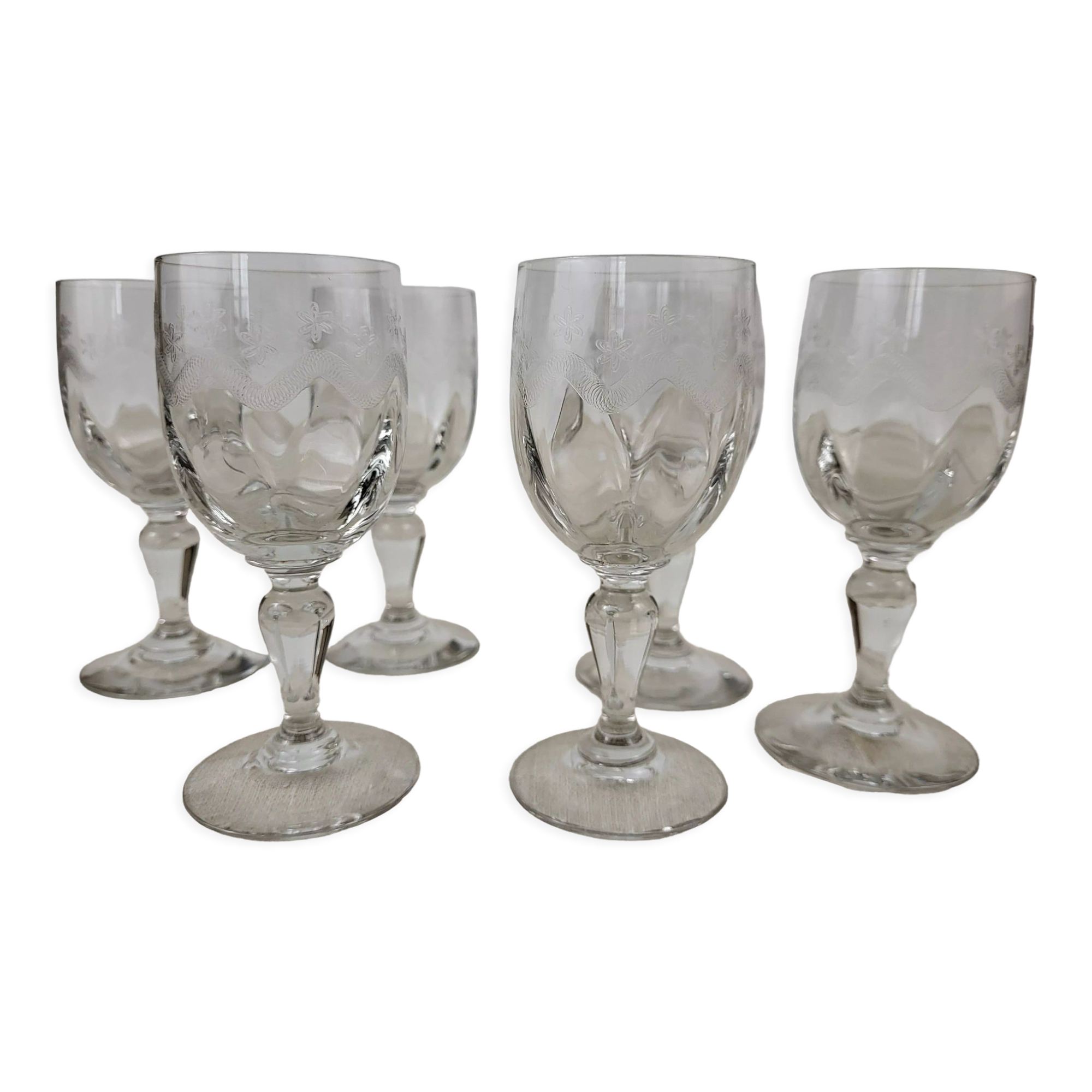 Set of 6 wine glasses Meisenthal model Emma