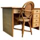 Vintage rattan and woven wicker desk 1970