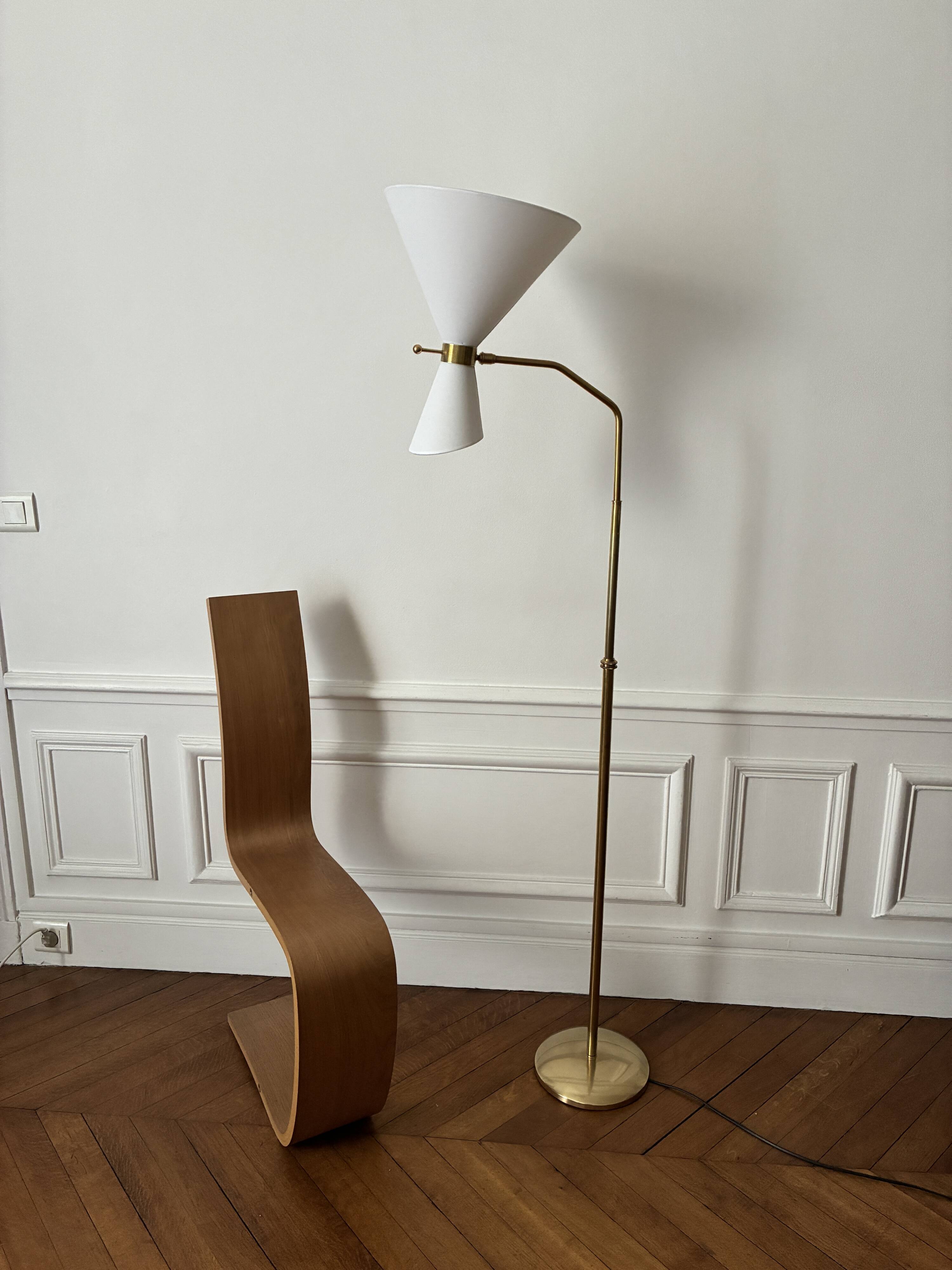 Adjustable Diabolo floor lamp in brass - 1950s