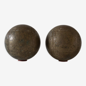 Pair of old petanque balls