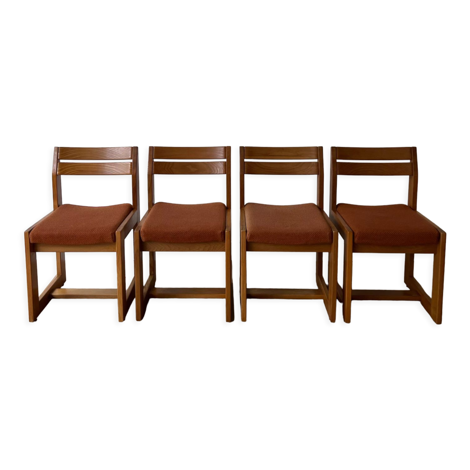 Lot de 4 chaises vintage en orme