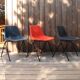 5 grey-blue plastic chairs by Robin Day for Hille