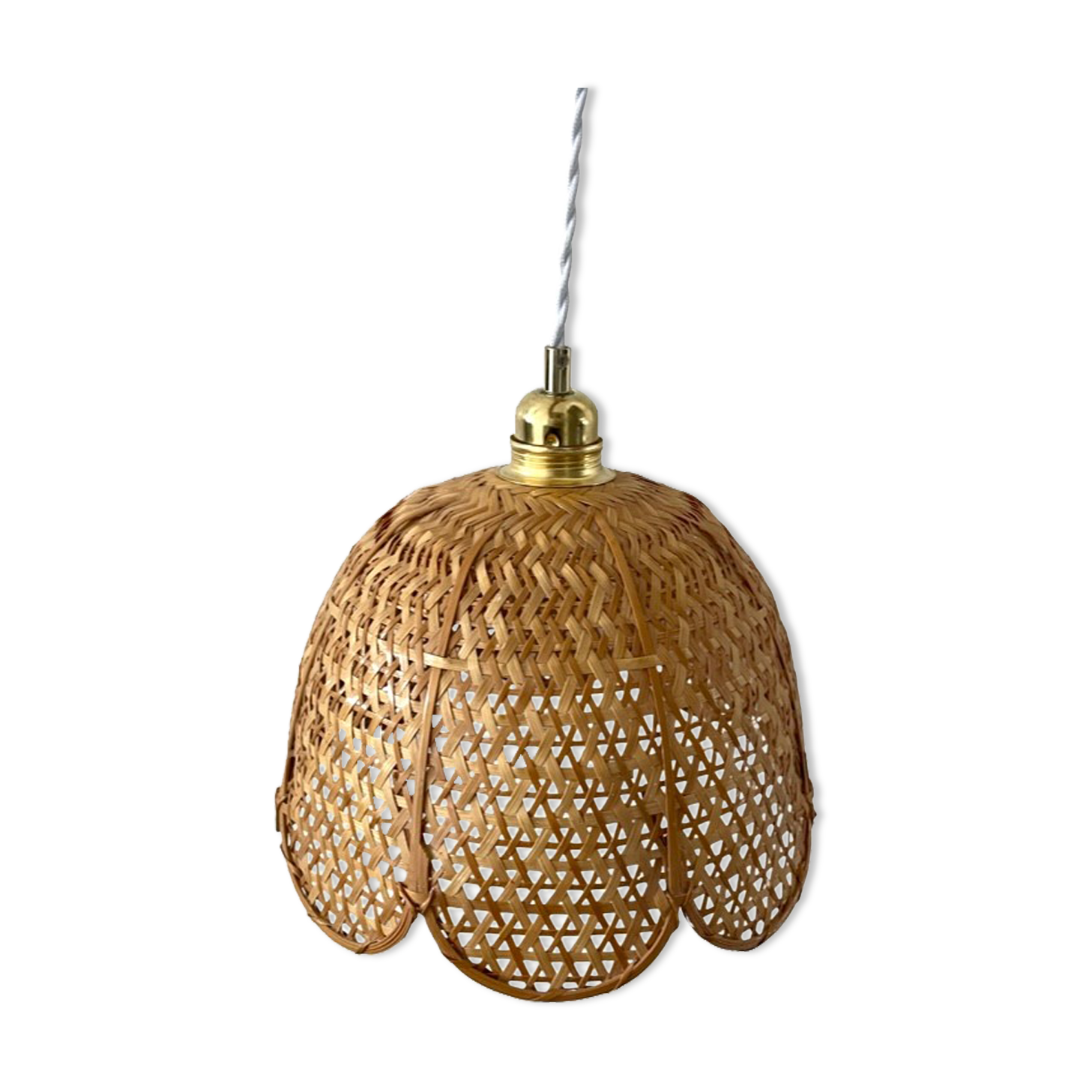 Vintage suspension in electrified braided wicker to nine