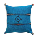 Coussin berbère bleu fait main en coton