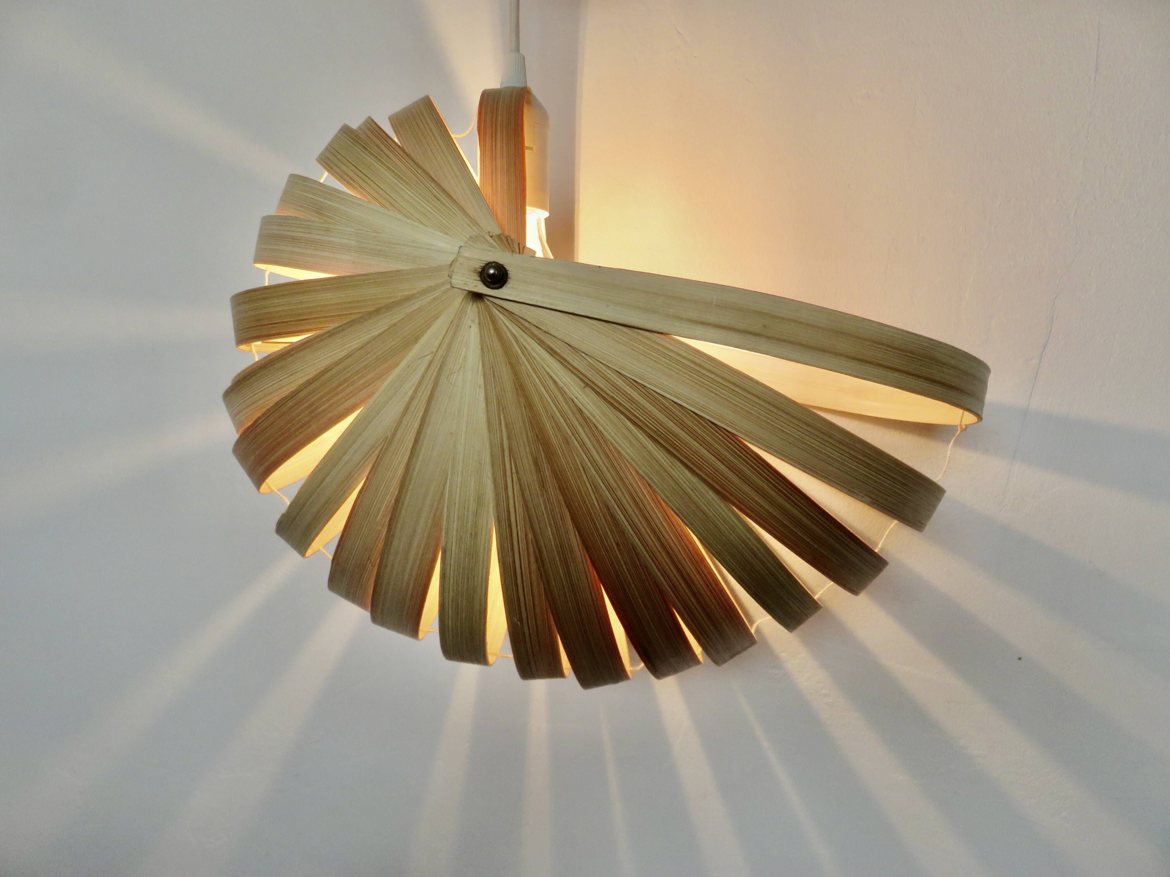 Scandinavian pendant light made of birch slats, 1990s