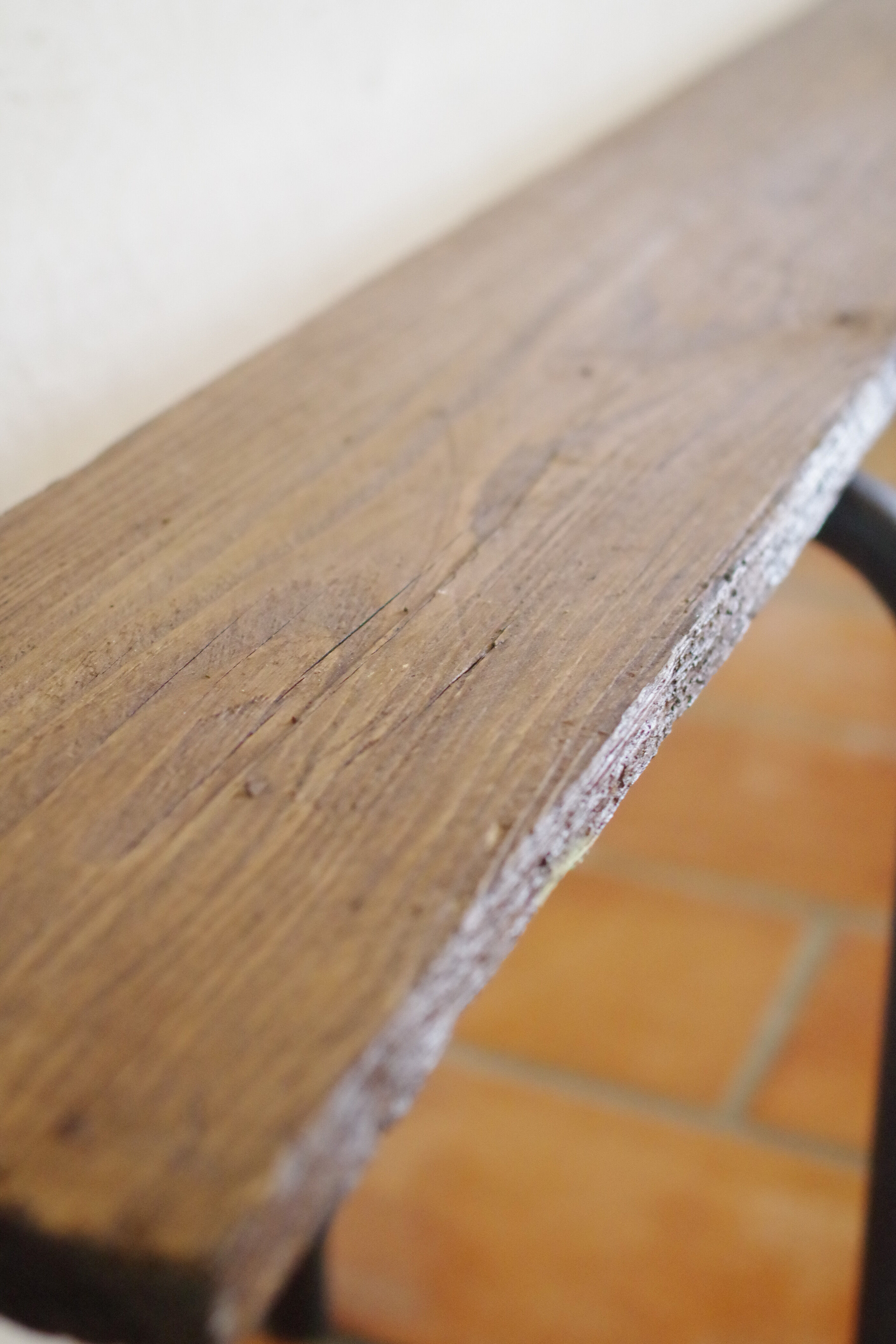 Old wooden and metal bench