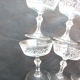 6 Louis XV style champagne glasses engraved with arabesques, baluster foot