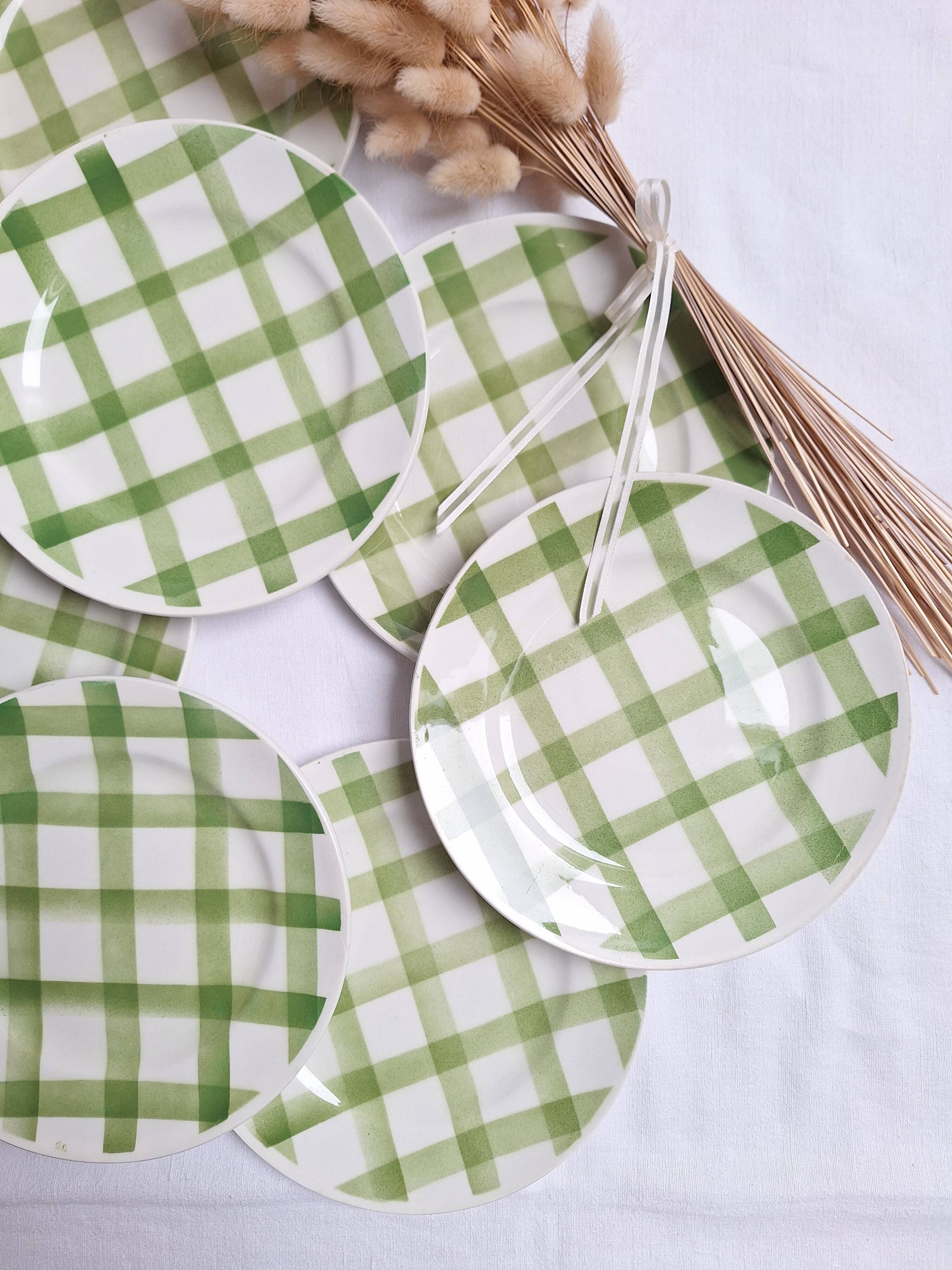 Assiettes à dessert Moulin des Loups - Modèle Nappe vert