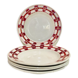 5 hollow plates in burgundy and red earthenware Stuart mill ds loups