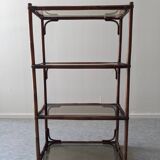 Bamboo and smoked glass shelf from the 60s and 70s