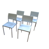 Set of 4 vintage metal and wood chairs from the 1990s.