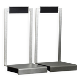 Serres Livres Artisanal Vintage En Acier Brossé Et Bois - Design Moderniste